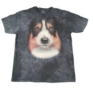 VTG The Mountain Dog Gray/Black Tie Dye Graphic Tee Mens Sz 2XL EUC